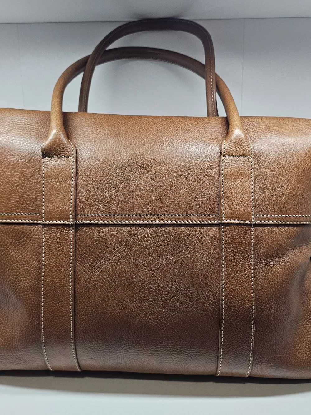 Baywater Classic Brown Leather Tote Bag with Gold Turn-Lock
